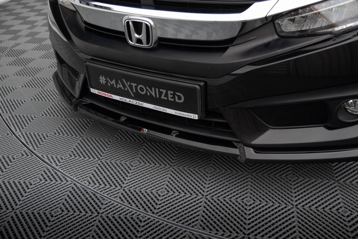 Street+ Spoilerlippe Front Ansatz V.1 passend für Honda Civic Limousine Mk10 schwarz Hochglanz – Ansicht 4