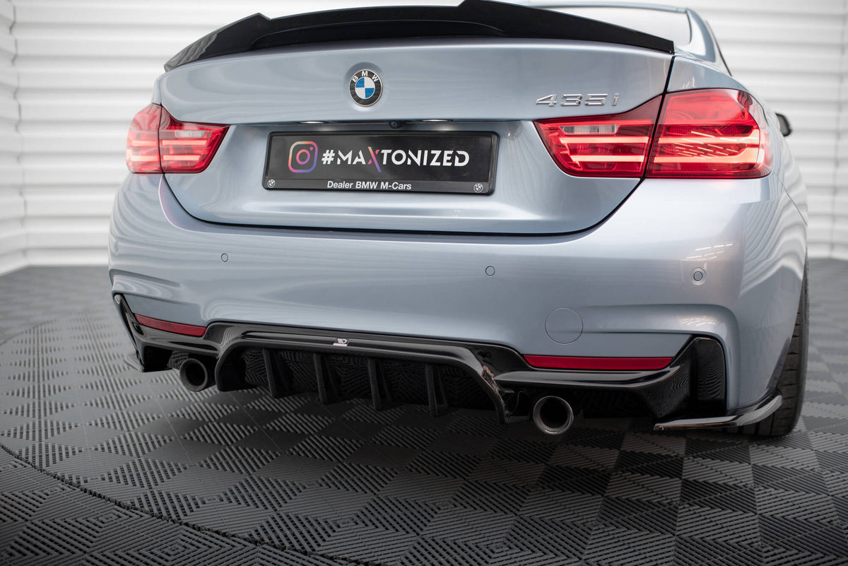 Diffusor Heck Ansatz passend für BMW 4er Coupe / Gran Coupe / Cabrio M-Paket F32 / F36 / F33 (Einzelauspuff li. re.) – Ansicht 4