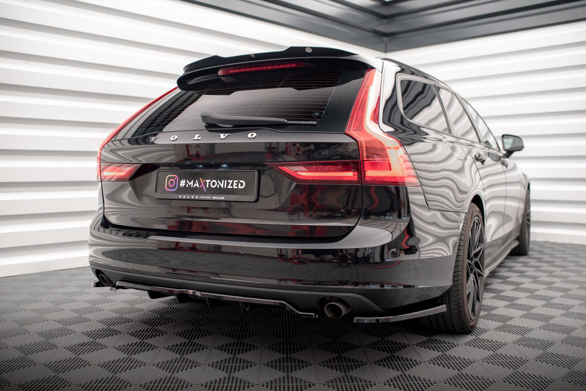 Heck Ansatz Flaps Diffusor passend für Volvo V90 Mk2 schwarz Hochglanz – Ansicht 3