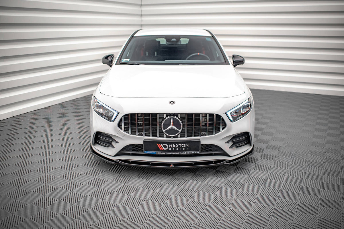 Street+ Spoilerlippe Front Ansatz V.5 passend für Mercedes A35 AMG / AMG-Line W177  schwarz Hochglanz – Ansicht 1