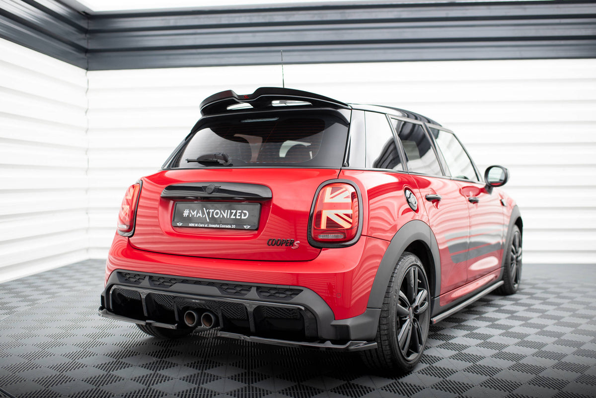 Heck Ansatz Flaps Diffusor passend für Mini Cooper S John Cooper Works F55 Facelift schwarz Hochglanz – Ansicht 1