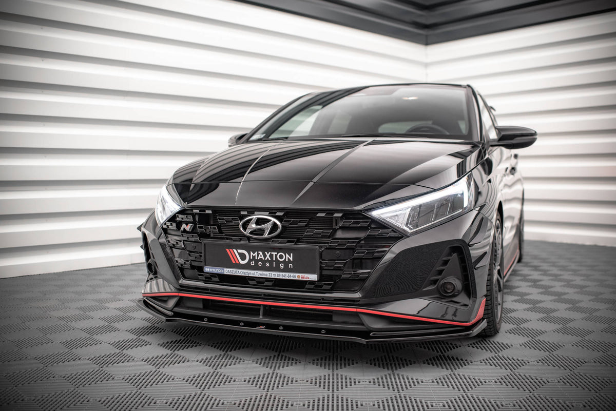 Street+ Spoilerlippe Front Ansatz V.1 passend für Hyundai I20 N Mk3 schwarz Hochglanz – Ansicht 3