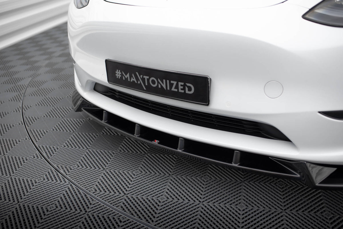 Street+ Spoilerlippe Front Ansatz V.1 passend für Tesla Model Y schwarz Hochglanz – Ansicht 4