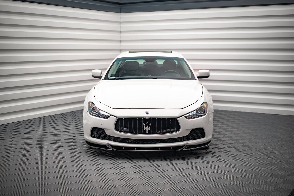Street+ Spoilerlippe Front Ansatz V.1 passend für Maserati Ghibli Mk3 schwarz Hochglanz – Ansicht 1