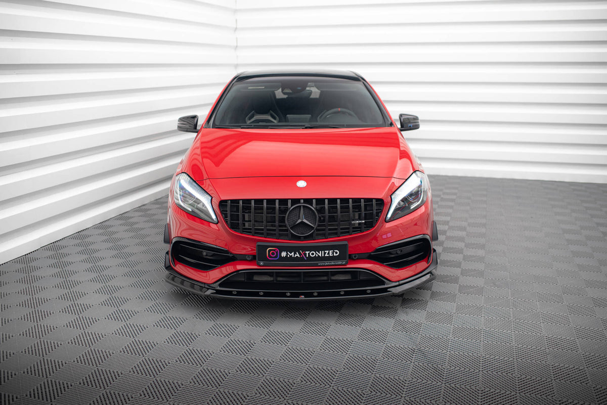 Street+ Spoilerlippe Front Ansatz V.1 passend für Mercedes-Benz A45 Aero W176 Facelift schwarz Hochglanz – Ansicht 1