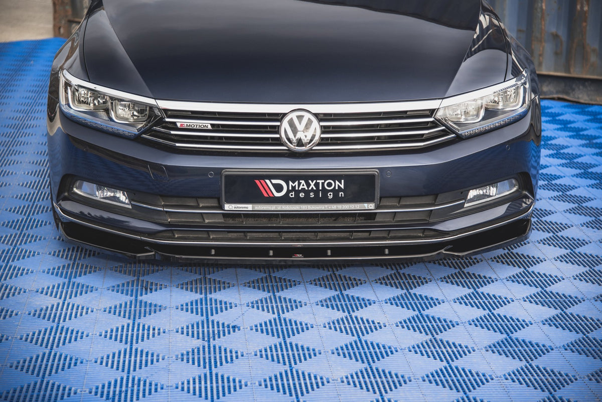 Street+ Spoilerlippe Front Ansatz V.1 passend für VW Passat B8 schwarz Hochglanz – Ansicht 1