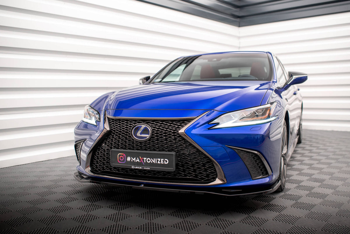 Street+ Spoilerlippe Front Ansatz V.1 passend für Lexus ES F Sport Mk7 schwarz Hochglanz – Ansicht 4