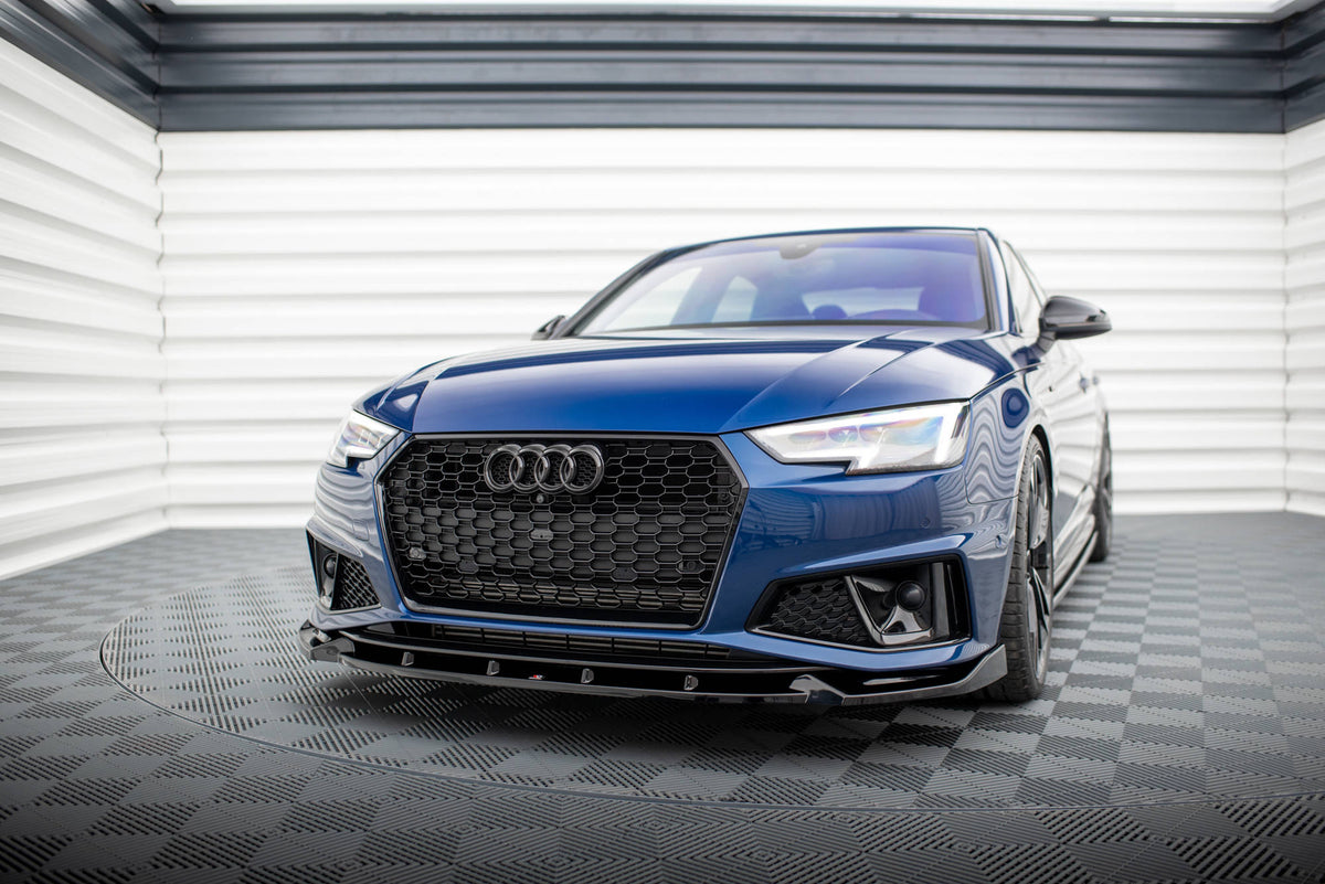 Street+ Spoilerlippe Front Ansatz V.1 passend für Audi A4 Competition B9  schwarz Hochglanz – Ansicht 4