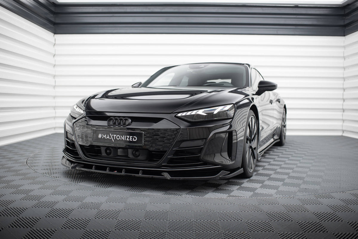 Street+ Spoilerlippe Front Ansatz V.1 passend für Audi e-Tron GT / RS GT Mk1 schwarz Hochglanz – Ansicht 3