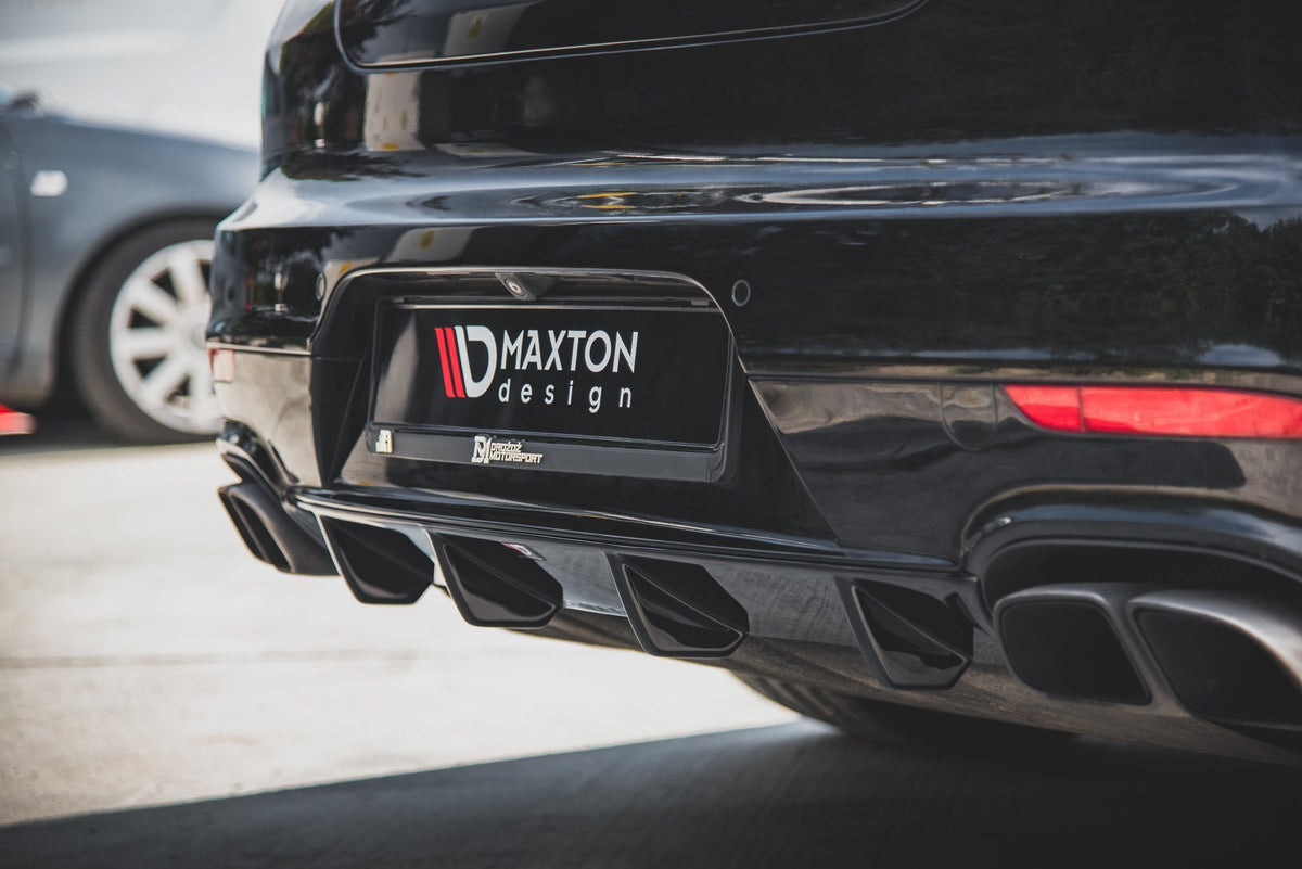 Diffusor Heck Ansatz passend für Porsche Panamera Turbo 970 Facelift schwarz Hochglanz – Ansicht 3