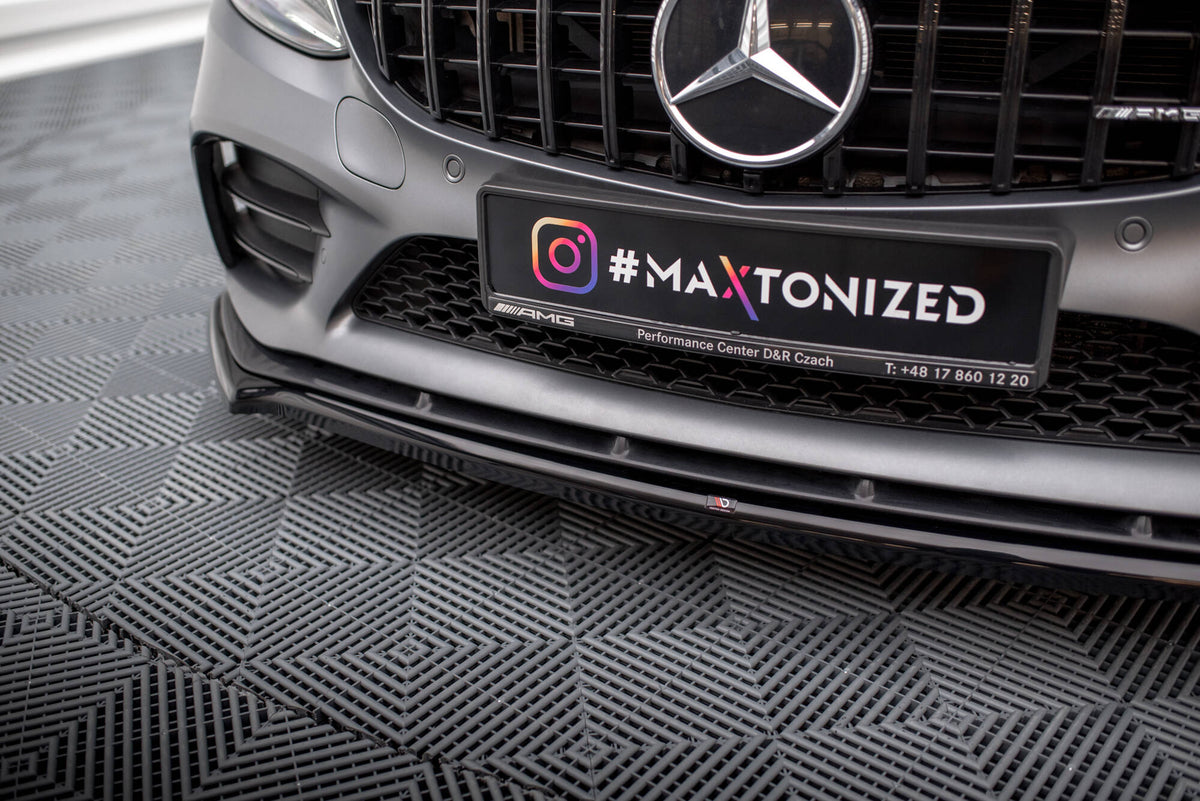 Street+ Spoilerlippe Front Ansatz V.1 passend für Mercedes-AMG C43 Coupe / Cabrio / Limousine / Kombi C205 / A205 / W205 / S205 Facelift schwarz Hochglanz – Ansicht 3