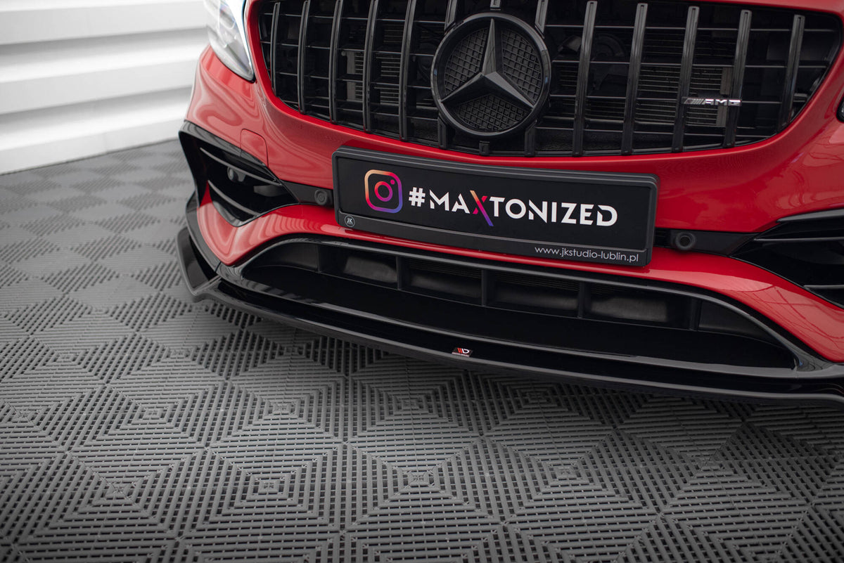 Street+ Spoilerlippe Front Ansatz V.2 passend für Mercedes-Benz A45 Aero W176 Facelift schwarz Hochglanz – Ansicht 3