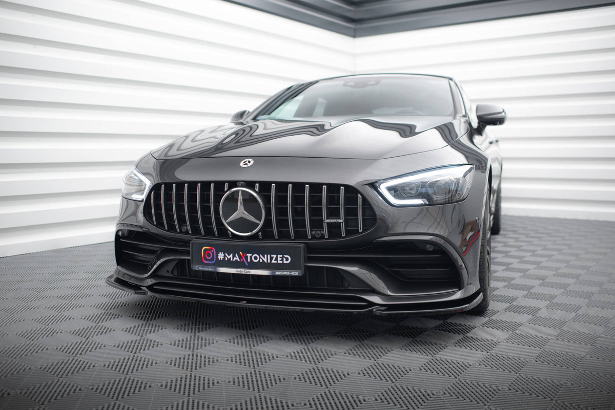 Street+ Spoilerlippe Front Ansatz V.1 passend für Mercedes-AMG GT 53 4-Door Coupe X290 schwarz Hochglanz – Ansicht 4