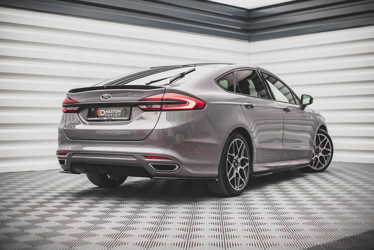 Heck Ansatz Flaps Diffusor V.1 passend für Ford Mondeo ST-Line Mk5 Facelift schwarz Hochglanz – Ansicht 1