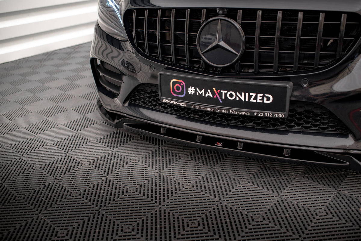 Street+ Spoilerlippe Front Ansatz V.2 passend für Mercedes-Benz C AMG Line Limousine / Coupe / Kombi W205 / C205 / S205 Facelift schwarz Hochglanz – Ansicht 3