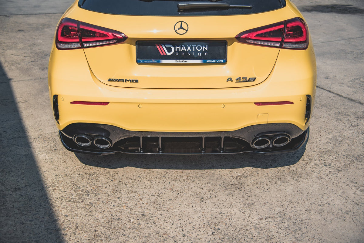 Heck Ansatz Flaps Diffusor passend für Mercedes-AMG A 45 S Aero Pack W177 schwarz Hochglanz – Ansicht 3