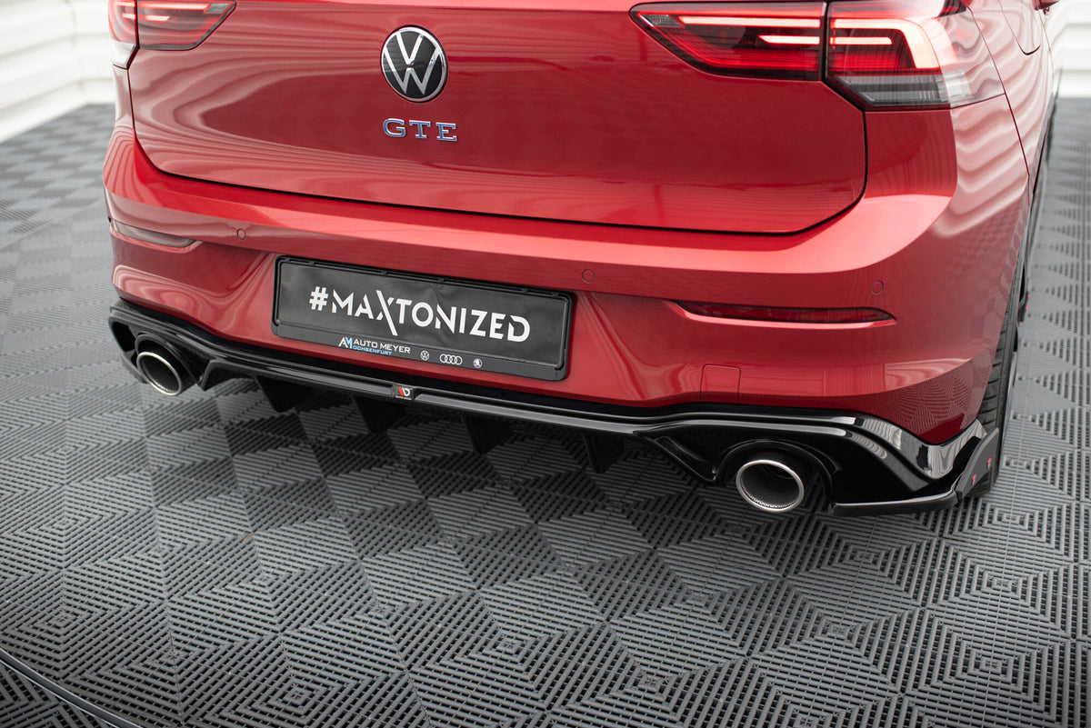 Diffusor Heck Ansatz + Endrohre passend für VW Golf GTE / R-Line Mk8 / Mk8 Facelift – Ansicht 5