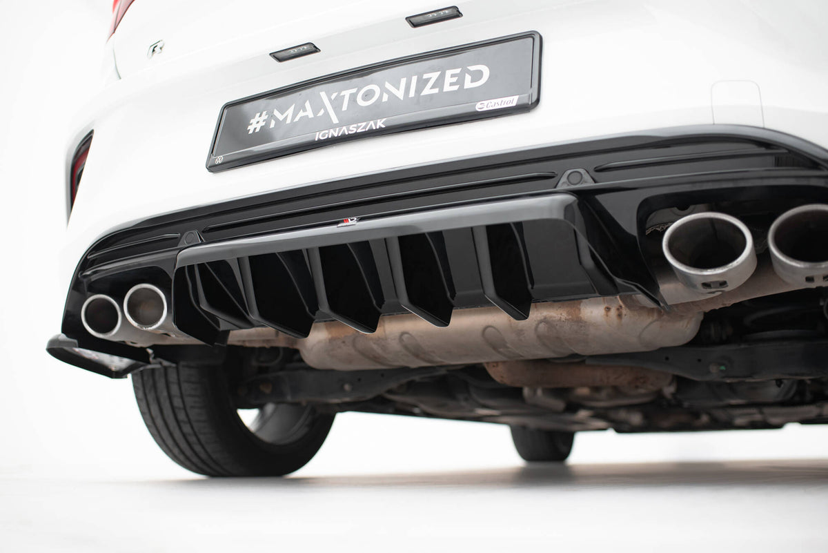 Mittlerer Diffusor Heck Ansatz DTM Look passend für VW T-Roc R Mk1 schwarz Hochglanz – Ansicht 3
