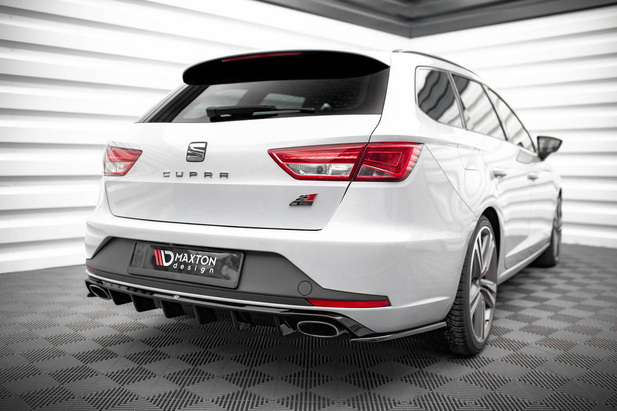Heck Ansatz Flaps Diffusor V.2 passend für Seat Leon Cupra Sportstourer Mk3 schwarz Hochglanz – Ansicht 1