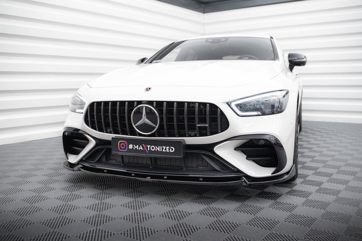 Street+ Spoilerlippe Front Ansatz V.2 passend für Mercedes-AMG GT 43 4 Door Coupe V8 Styling Package X290 schwarz Hochglanz – Ansicht 4