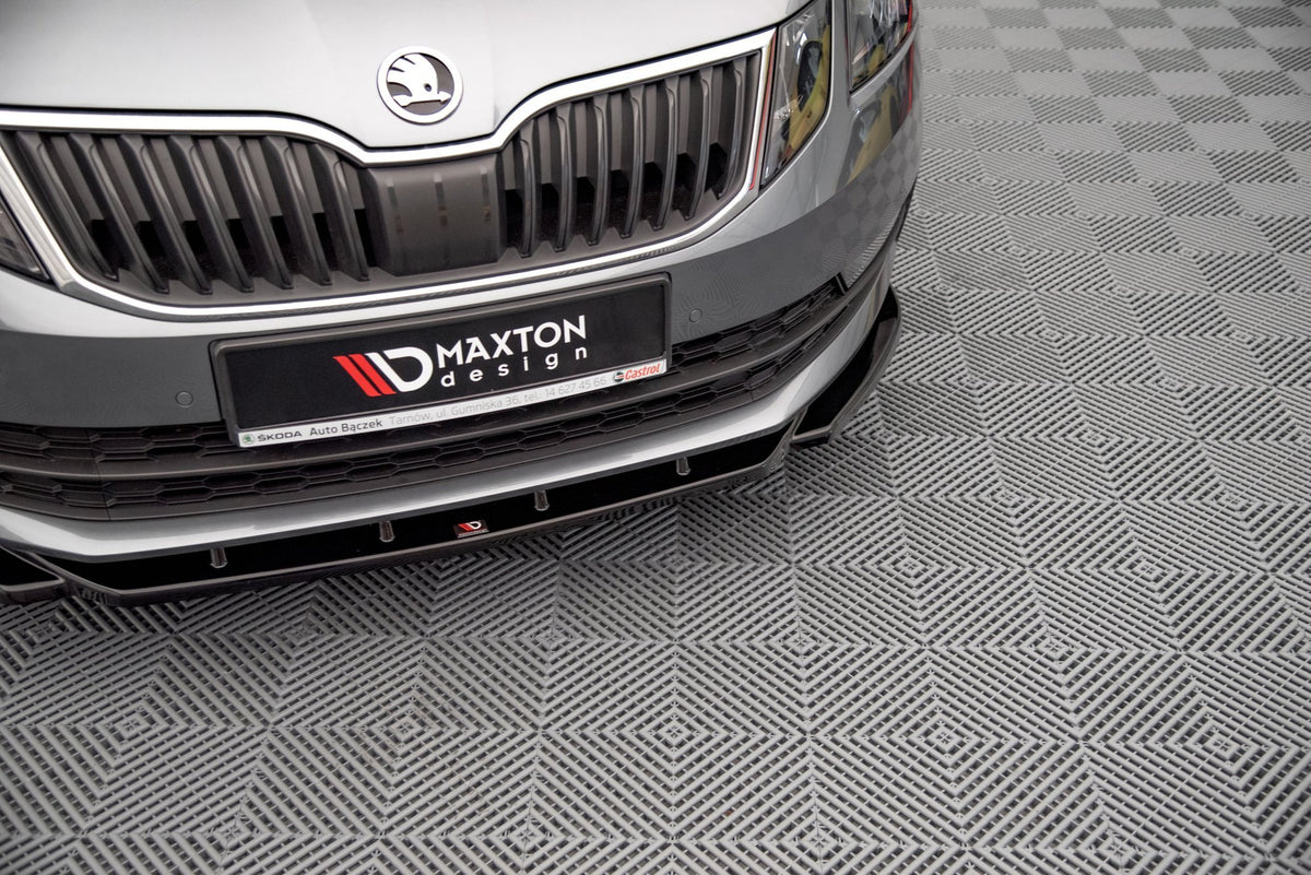 Street+ Spoilerlippe Front Ansatz V.2 passend für Skoda Octavia Mk3 Facelift schwarz Hochglanz – Ansicht 3