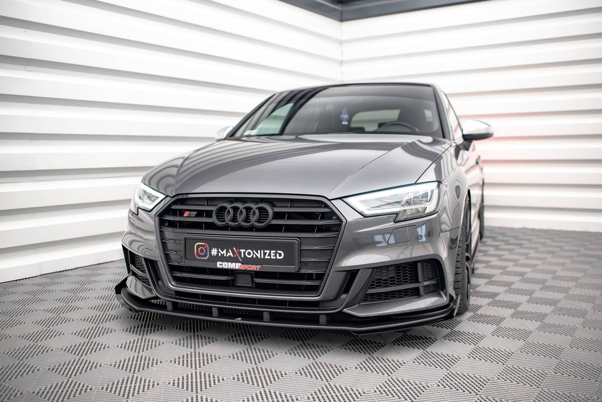 Street Pro Street+ Spoilerlippe Front Ansatz passend für + Flaps passend für V.1 + Flaps Audi S3 / A3 S-Line Sportback 8V Facelift schwarz Hochglanz – Ansicht 4