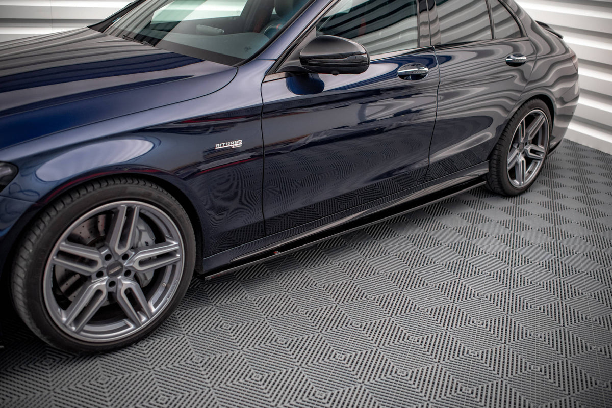 Street+ Seitenschweller Leisten passend für Mercedes-AMG C 43 / AMG-Line W205 schwarz Hochglanz – Ansicht 1