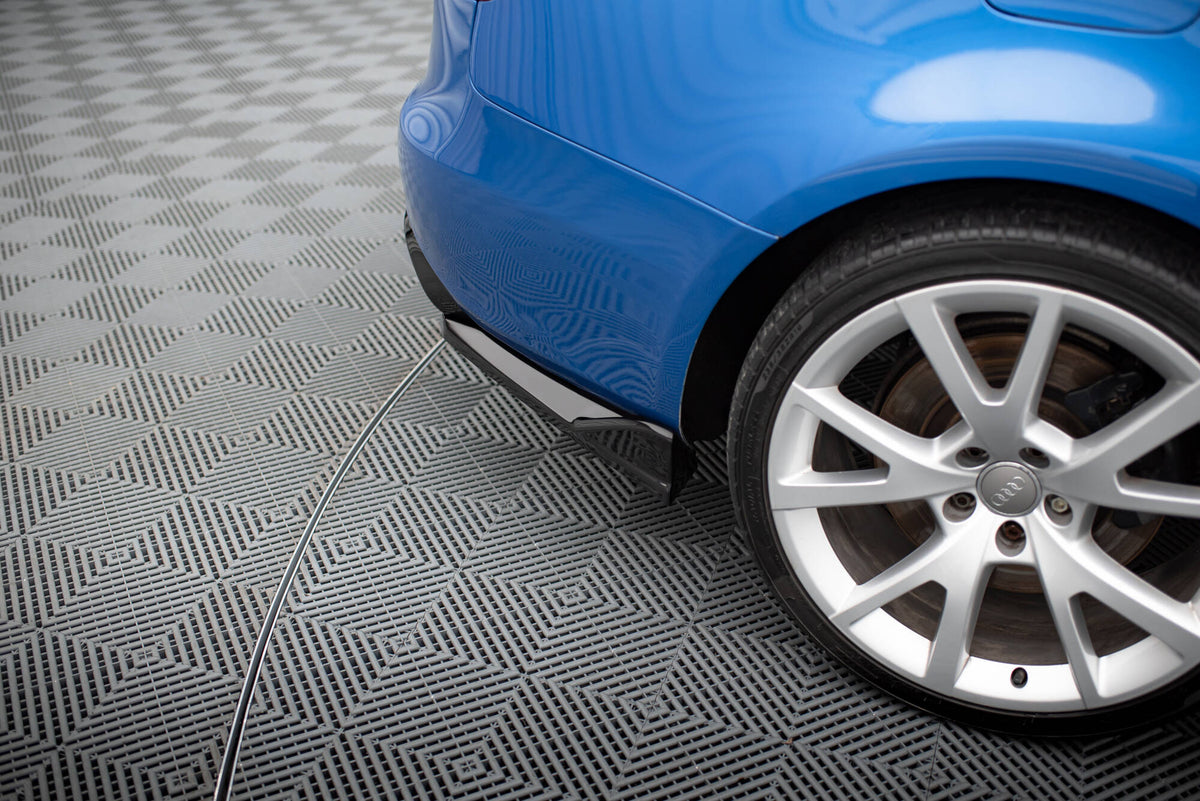 Heck Ansatz Flaps Diffusor V.2 passend für Audi S4 / A4 S-Line Limousine B8 schwarz Hochglanz – Ansicht 4