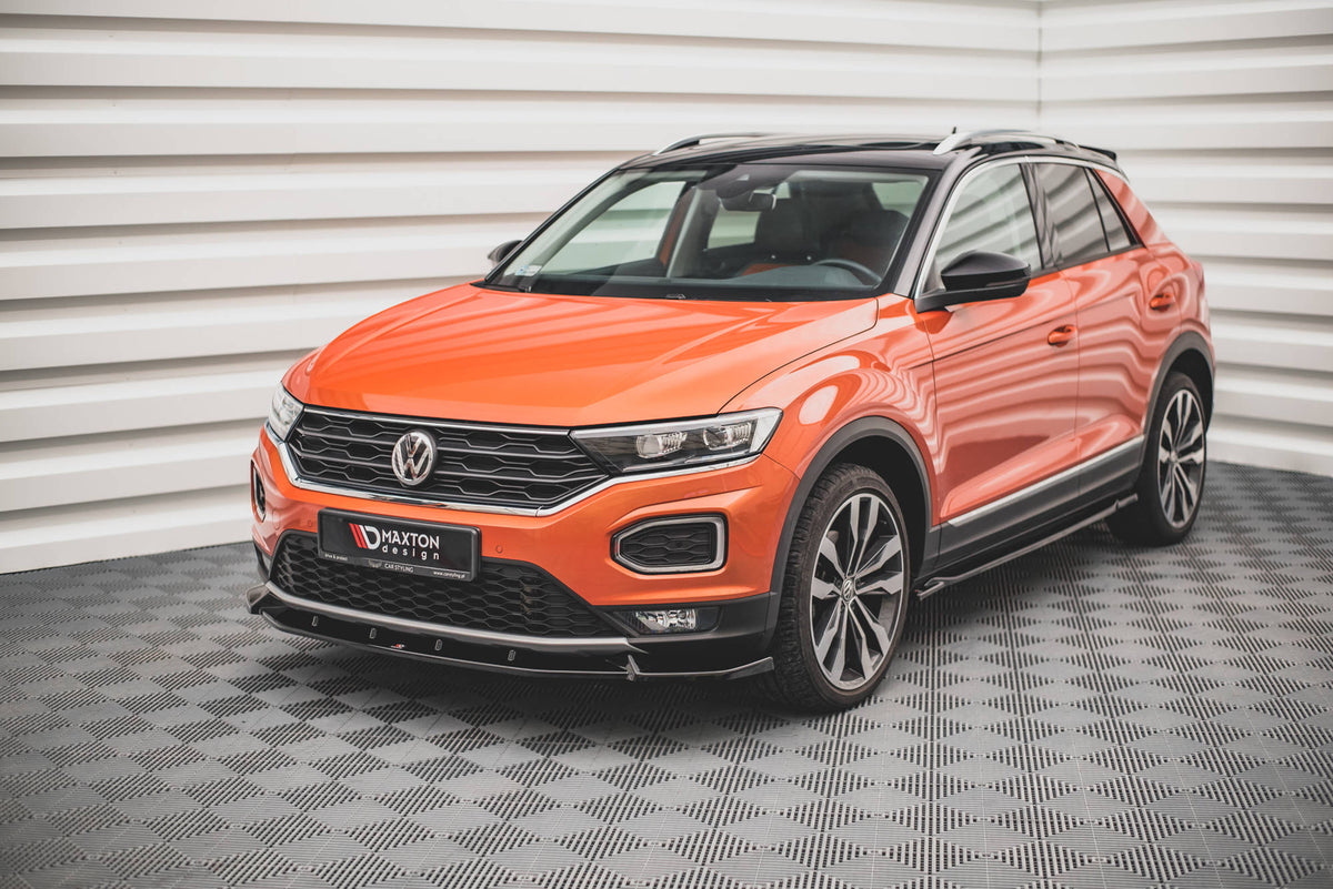 Street+ Spoilerlippe Front Ansatz V.2 passend für VW T-Roc Mk1 schwarz Hochglanz – Ansicht 1