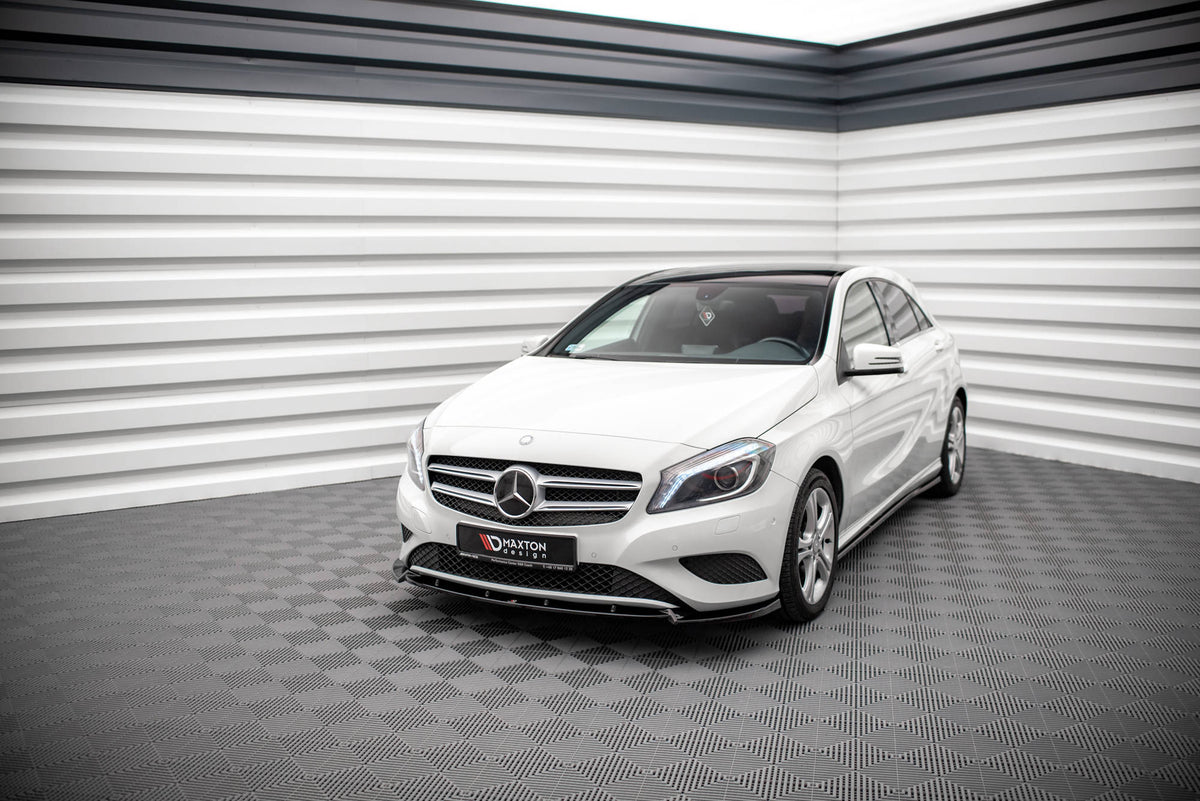 Street+ Spoilerlippe Front Ansatz V.1 passend für Mercedes-Benz A W176 schwarz Hochglanz – Ansicht 1