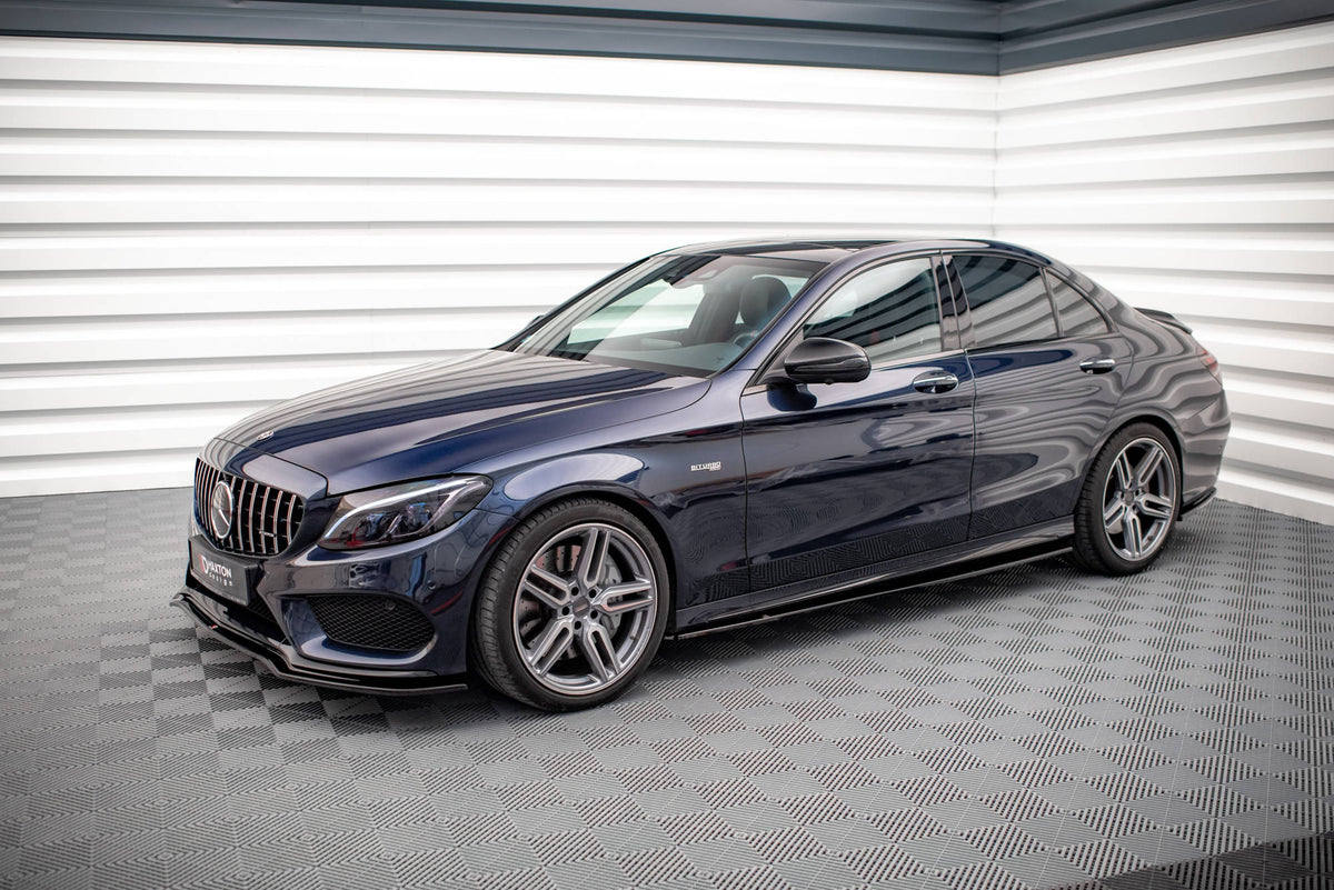 Street+ Seitenschweller Leisten passend für Mercedes-AMG C 43 / AMG-Line W205 schwarz Hochglanz – Ansicht 3