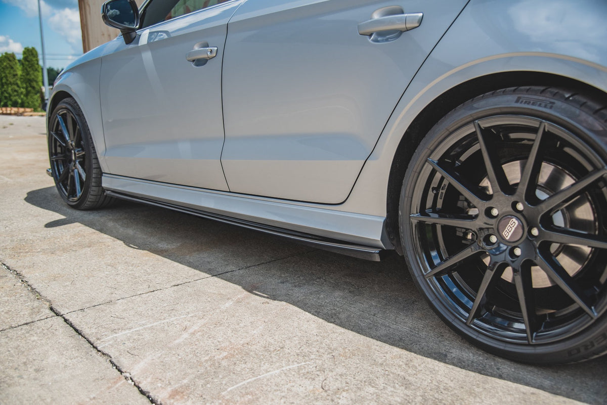 Street+ Seitenschweller Leisten V.2 passend für Audi S3 / A3 S-Line Limousine 8V Facelift schwarz Hochglanz – Ansicht 4