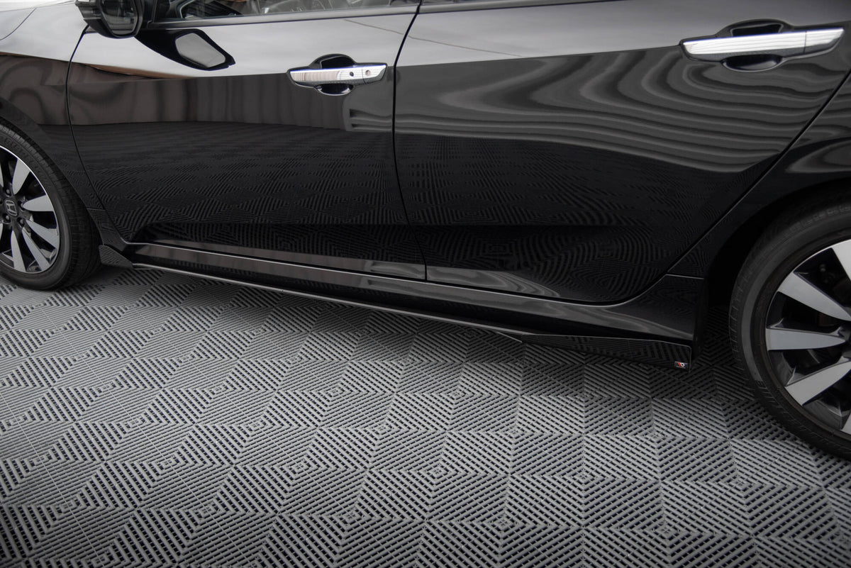Street Pro Street+ Seitenschweller Leisten + Flaps passend für Honda Civic Mk10 schwarz Hochglanz – Ansicht 5