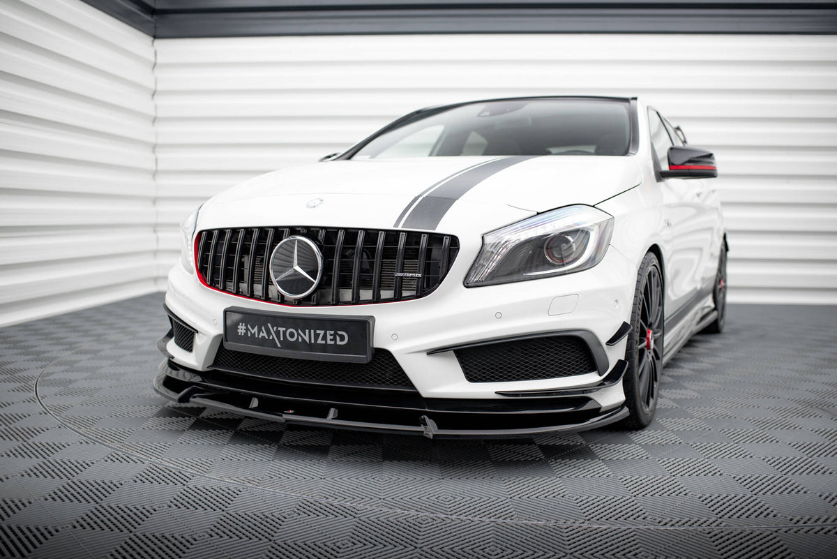 Street+ Spoilerlippe Front Ansatz V.3 passend für Mercedes-Benz A45 AMG W176 schwarz Hochglanz – Ansicht 3