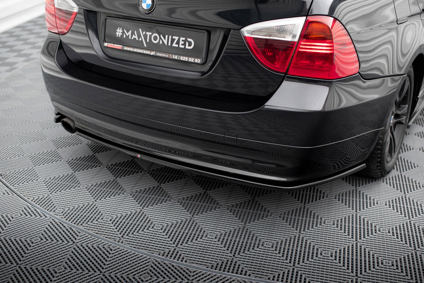 Heck Ansatz Flaps Diffusor passend für BMW 3er Touring E91 schwarz Hochglanz – Ansicht 1
