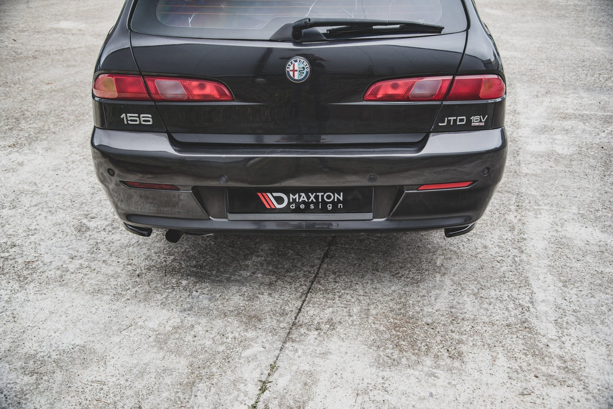 Heck Ansatz Flaps Diffusor passend für Alfa Romeo 156 SW Facelift schwarz Hochglanz – Ansicht 1