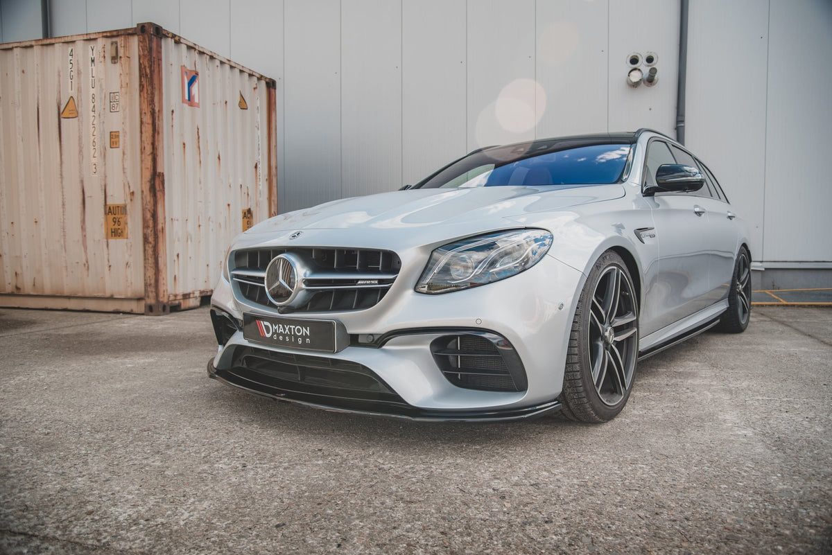 Street+ Spoilerlippe Front Ansatz V.2 passend für Mercedes-Benz E63 AMG Kombi/Limousine S213/W213 schwarz Hochglanz – Ansicht 1
