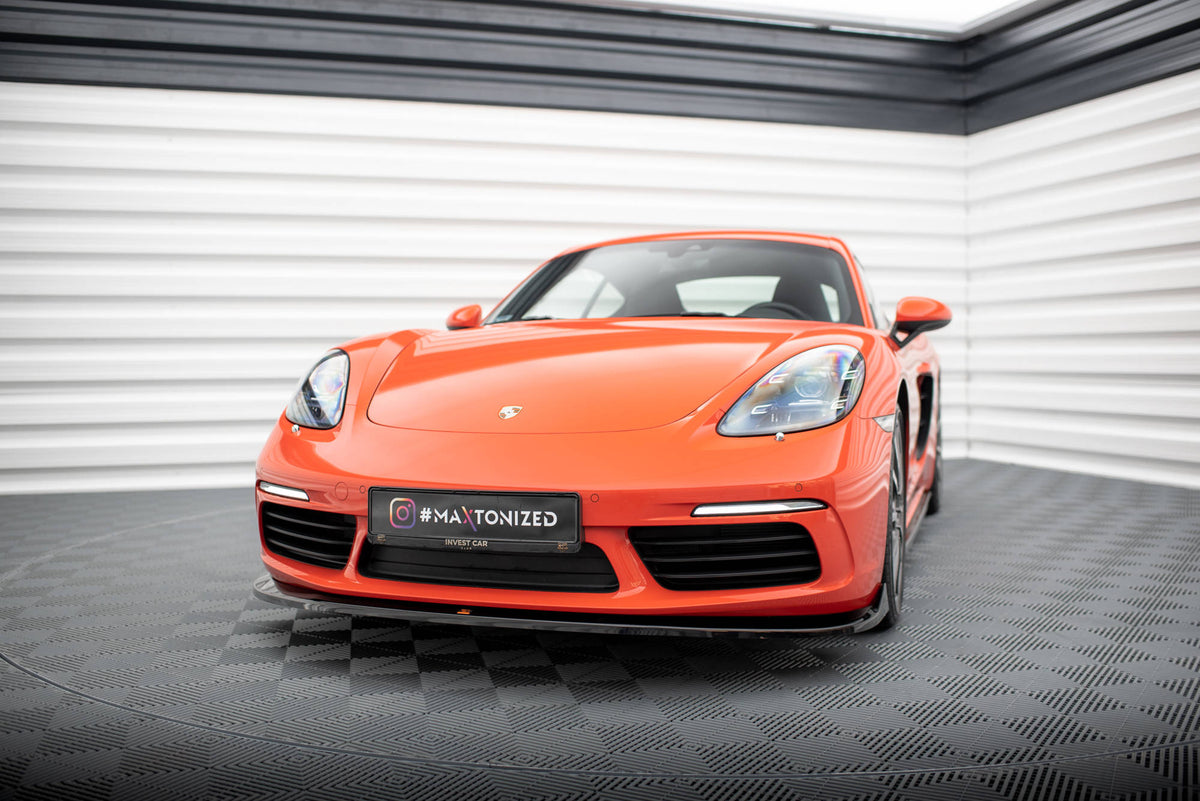 Street+ Spoilerlippe Front Ansatz V.2 passend für Porsche 718 Cayman 982c schwarz Hochglanz – Ansicht 3