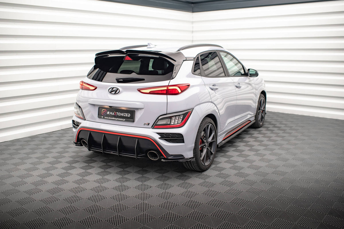 Heck Ansatz Flaps Diffusor V.1 passend für Hyundai Kona Mk1 schwarz Hochglanz – Ansicht 1