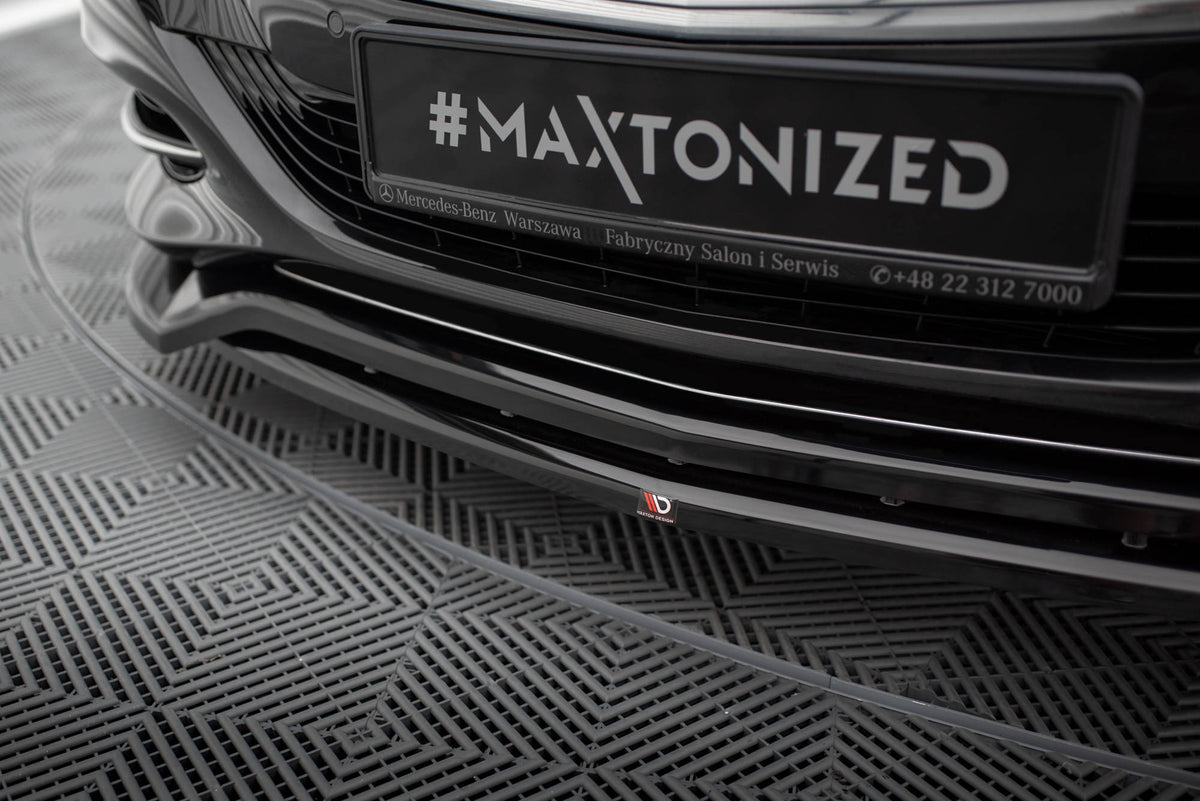 Street+ Spoilerlippe Front Ansatz V.2 passend für Mercedes-Benz S W222 schwarz Hochglanz – Ansicht 1