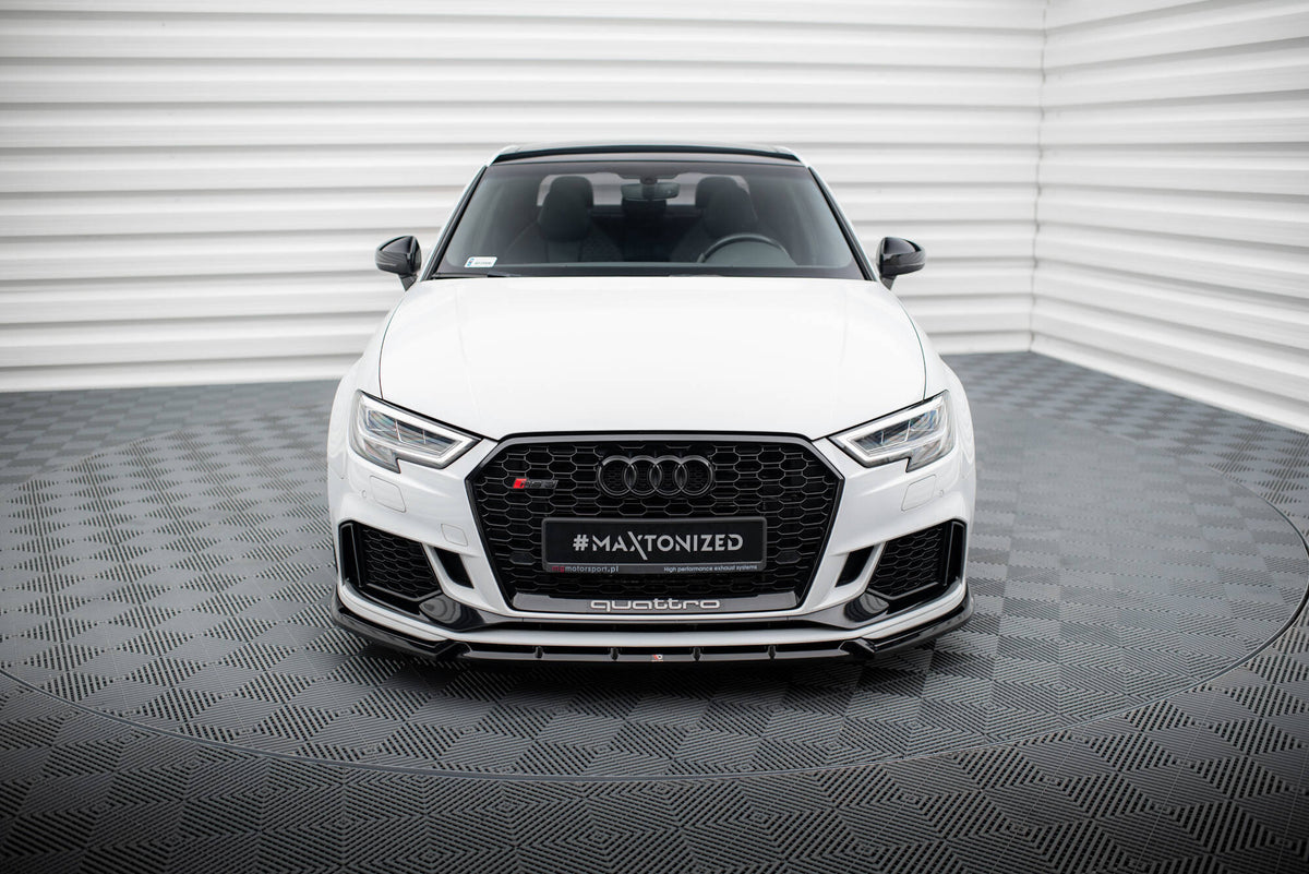 Street+ Spoilerlippe Front Ansatz V.3 passend für Audi RS3 Limousine 8V Facelift schwarz Hochglanz – Ansicht 1