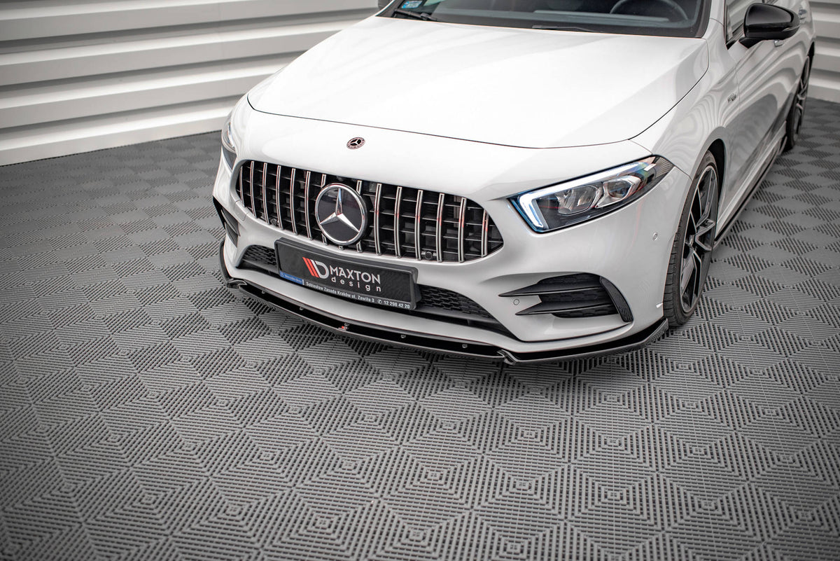 Street+ Spoilerlippe Front Ansatz V.4 passend für Mercedes A35 AMG / AMG-Line W177  schwarz Hochglanz – Ansicht 4