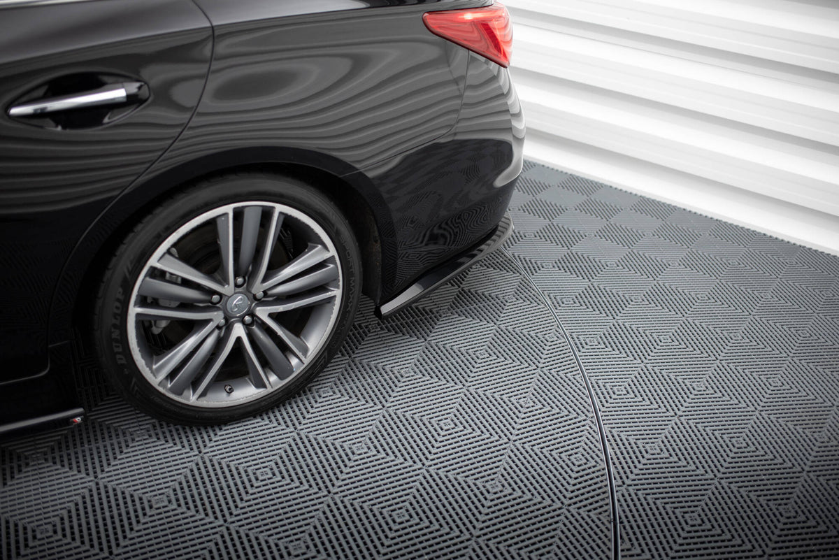 Heck Ansatz Flaps Diffusor V.2 passend für Infiniti Q50 S Mk1 schwarz Hochglanz – Ansicht 1