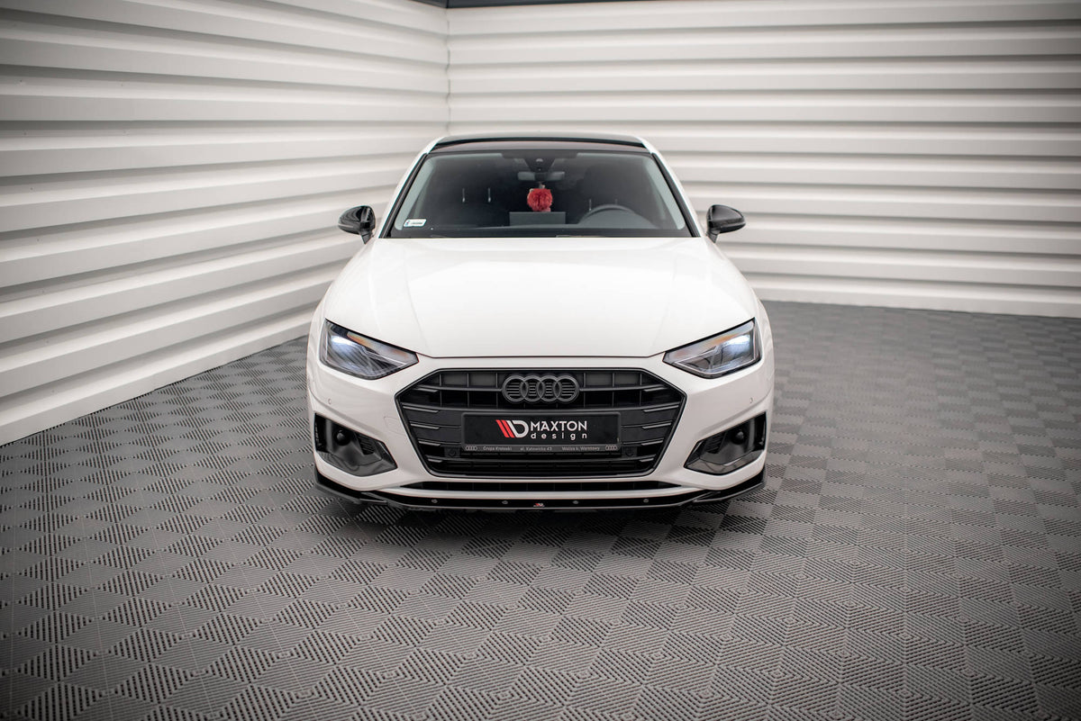 Street+ Spoilerlippe Front Ansatz V.2 passend für Audi A4 B9 Facelift schwarz Hochglanz – Ansicht 1