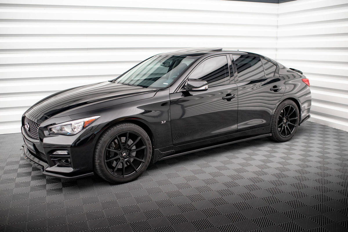Street+ Seitenschweller Leisten passend für V.1 passend für Infiniti Q50 S Mk1 schwarz Hochglanz – Ansicht 4