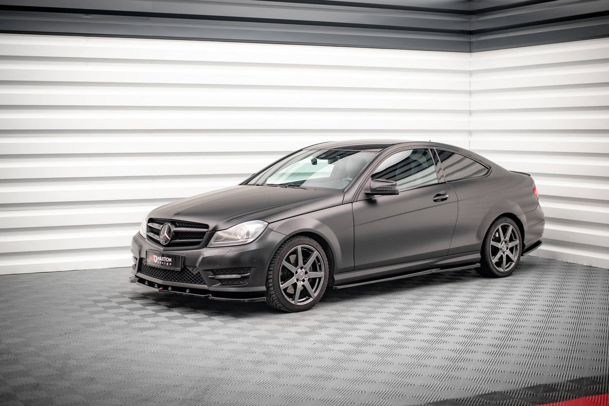Street+ Seitenschweller Leisten passend für Mercedes-Benz C Coupe / Limousine / Kombi  AMG-Line C204 / W204 Facelift / S204 Facelift schwarz Hochglanz – Ansicht 4