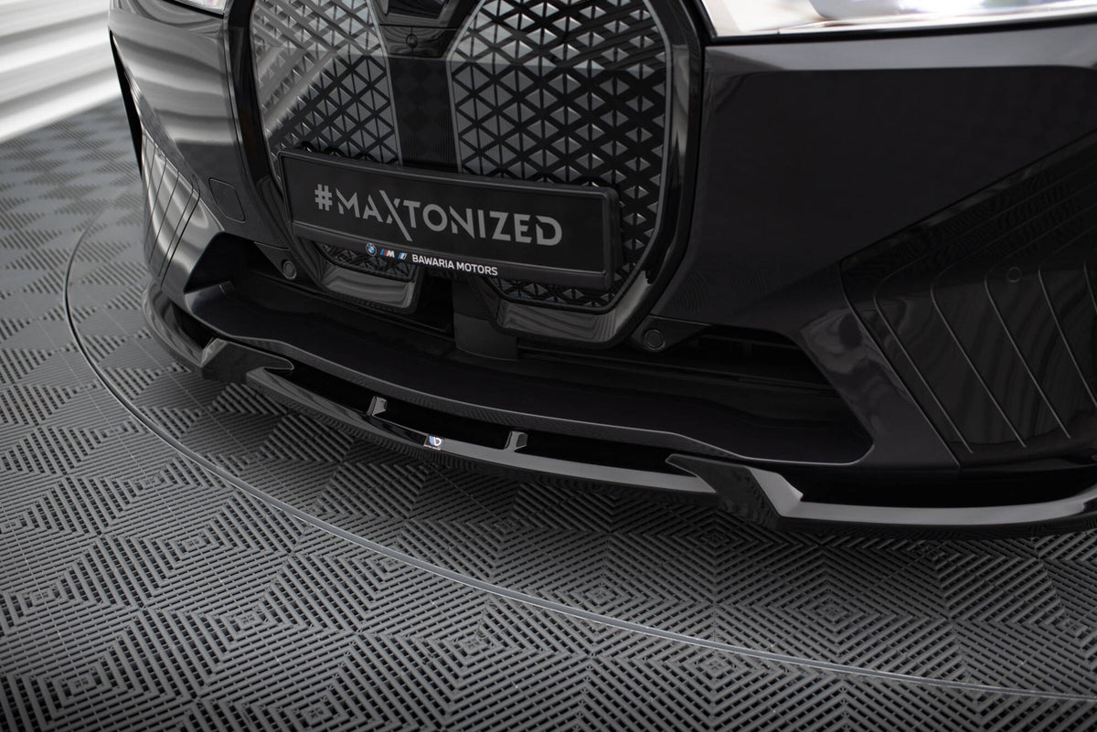 Street+ Spoilerlippe Front Ansatz V.1 passend für BMW iX M-Paket i20 schwarz Hochglanz – Ansicht 4