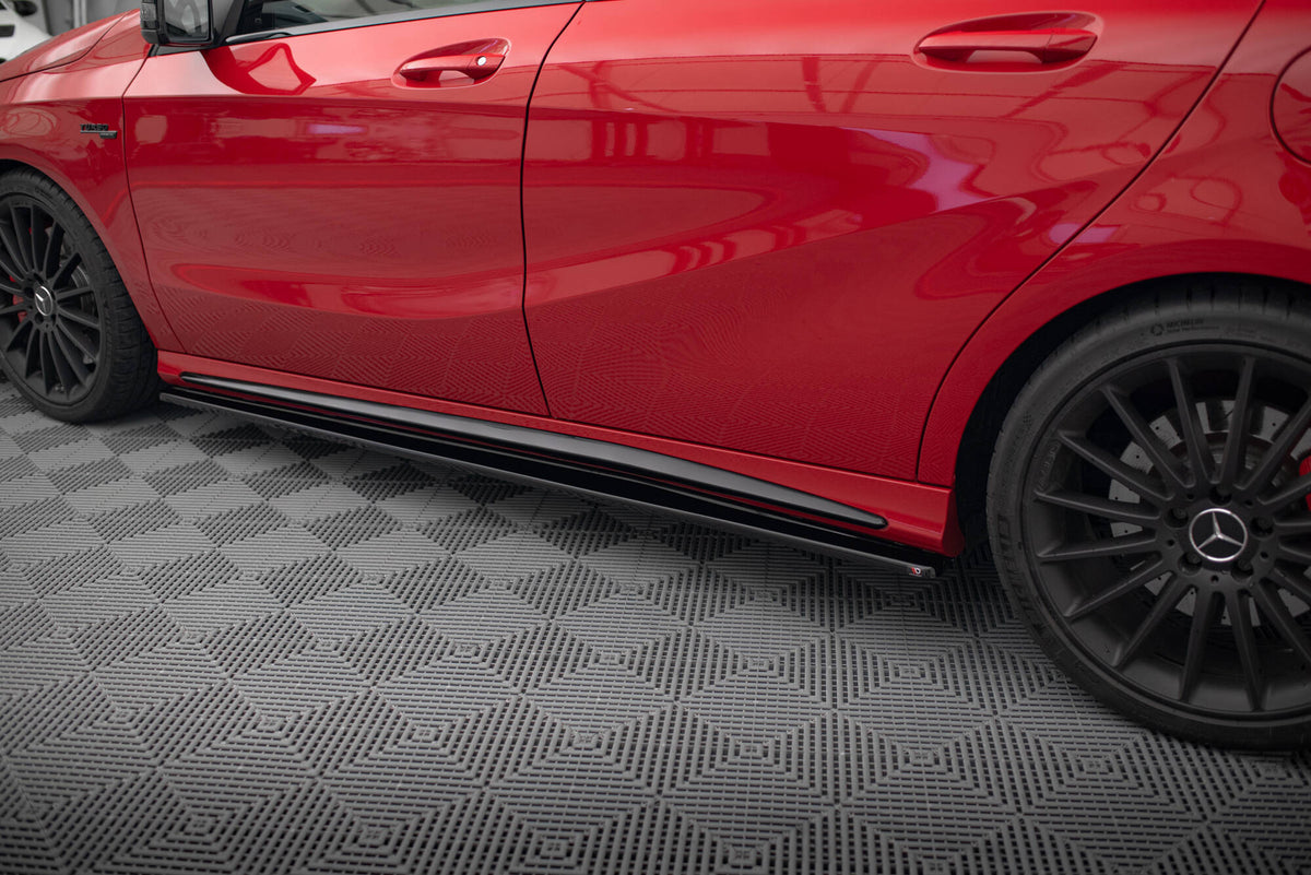 Street+ Seitenschweller Leisten passend für Mercedes A W176/ CLA 117 AMG/ CLA 117 AMG LINE Facelift schwarz Hochglanz – Ansicht 3