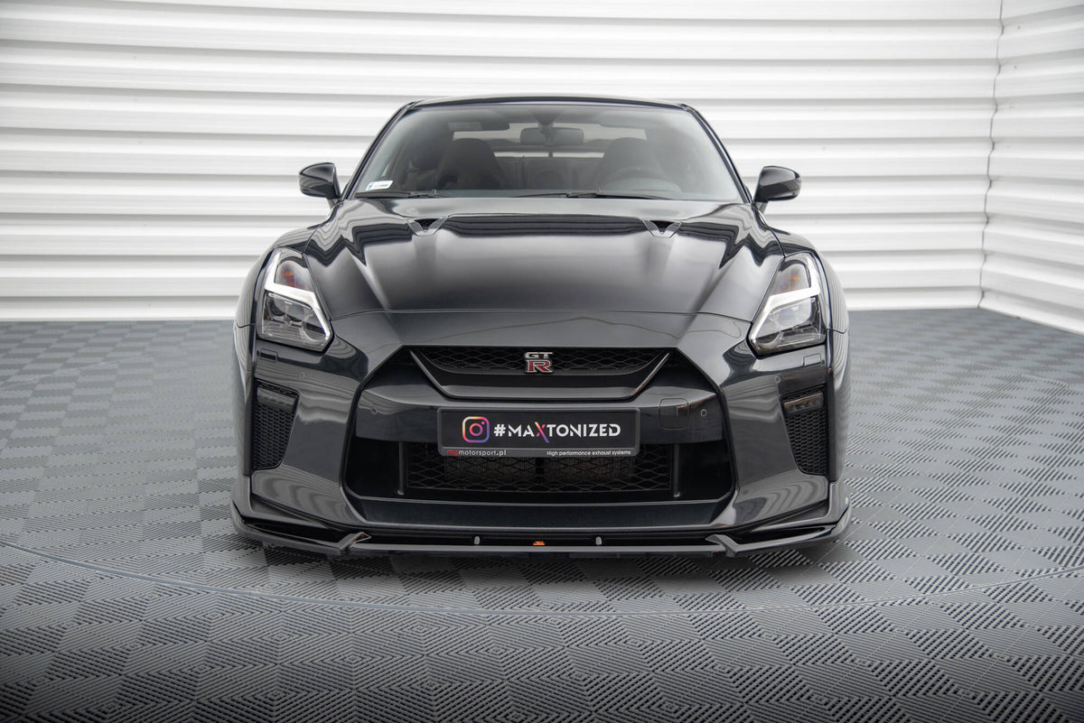 Street+ Spoilerlippe Front Ansatz V.2 passend für Nissan GTR R35 Facelift schwarz Hochglanz – Ansicht 1