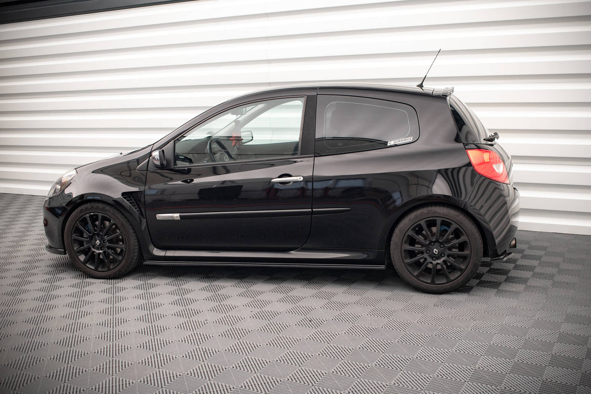 Heck Ansatz Flaps Diffusor passend für RENAULT CLIO III RS schwarz Hochglanz – Ansicht 1